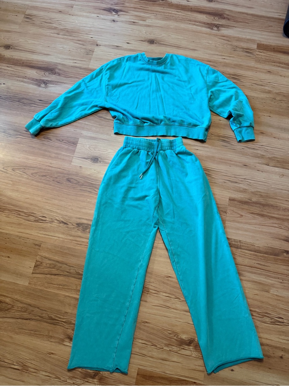 Wide Leg Lounge Pants in Green Comfortable Everyday Fit
